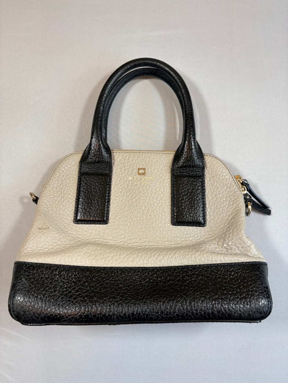 Kate Spade Leather Southport Avenue Handbag Black & Taupe *No Shoulder Strap*